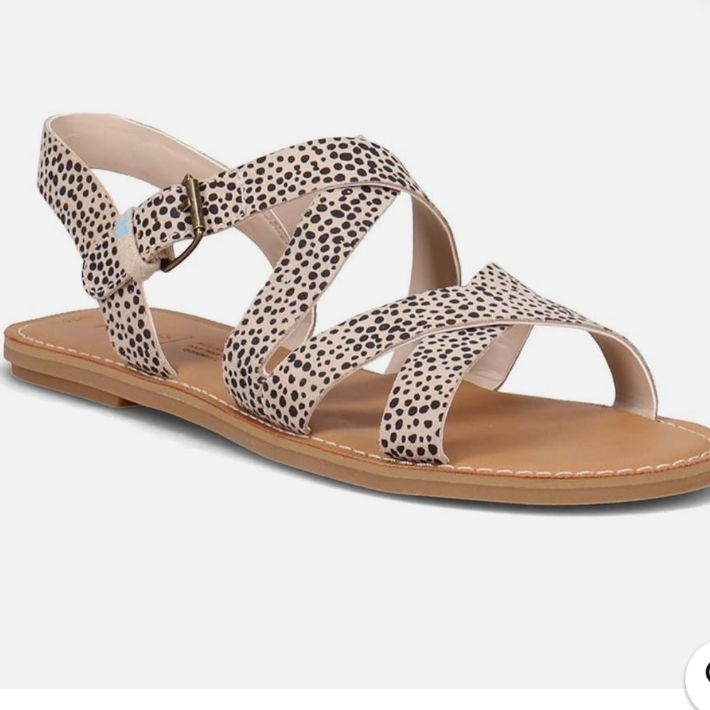 NWT Toms Sicily Suede Cheetah Strappy Flat Sandals Resort Summer Vacation Beach - Picture 9 of 10